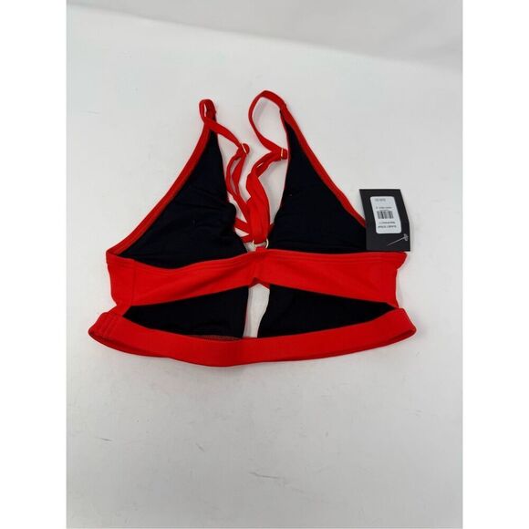 NWT Frederick's of Hollywood Women Small Sunset Strap Bathing Suit Top Fiery Red - Picture 3 of 5